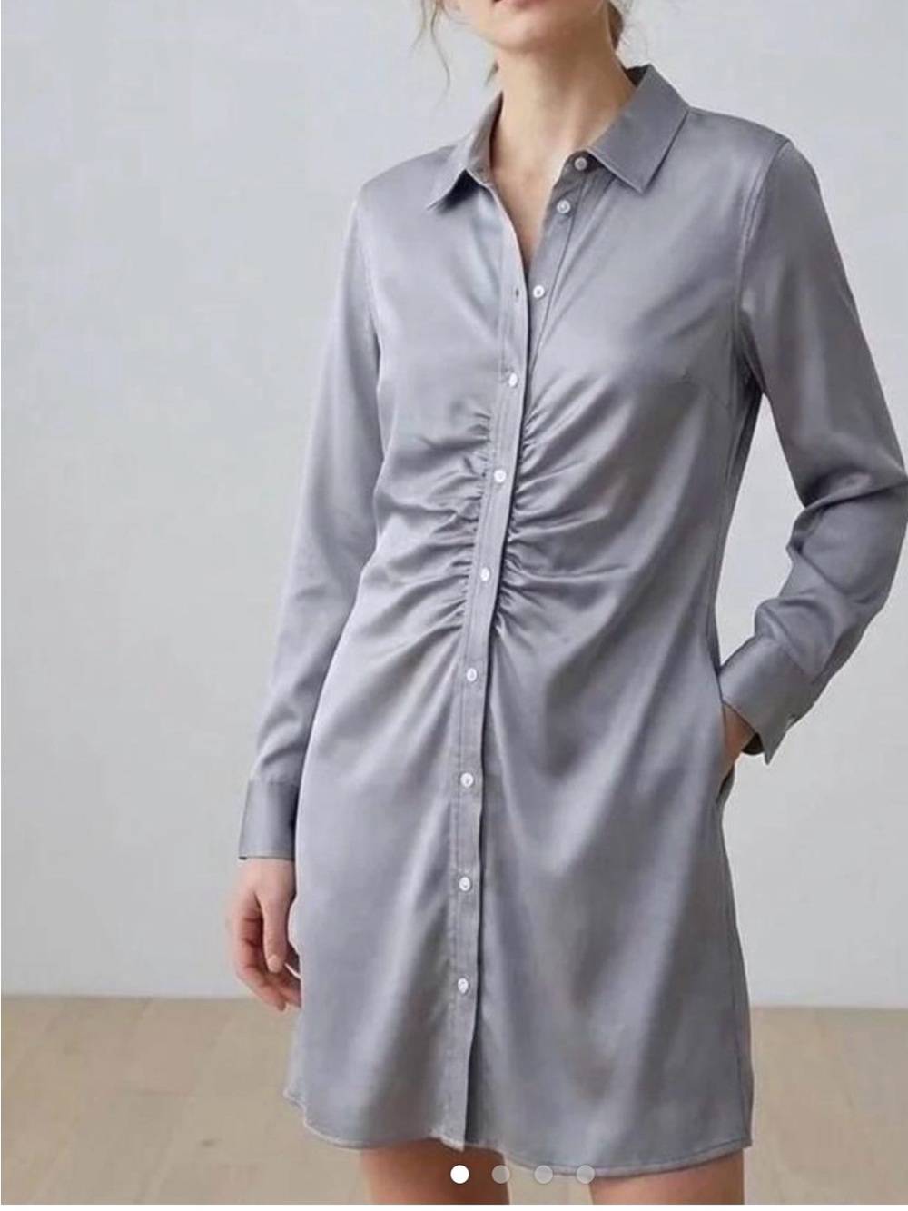Gap Grey Ruched Front Shirt Dress